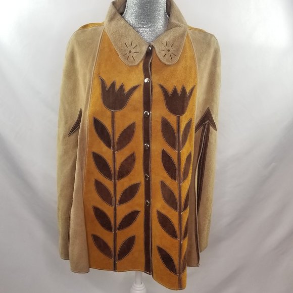 VINTAGE 1960’s Two-tone Suede Cape - Picture 4 of 9